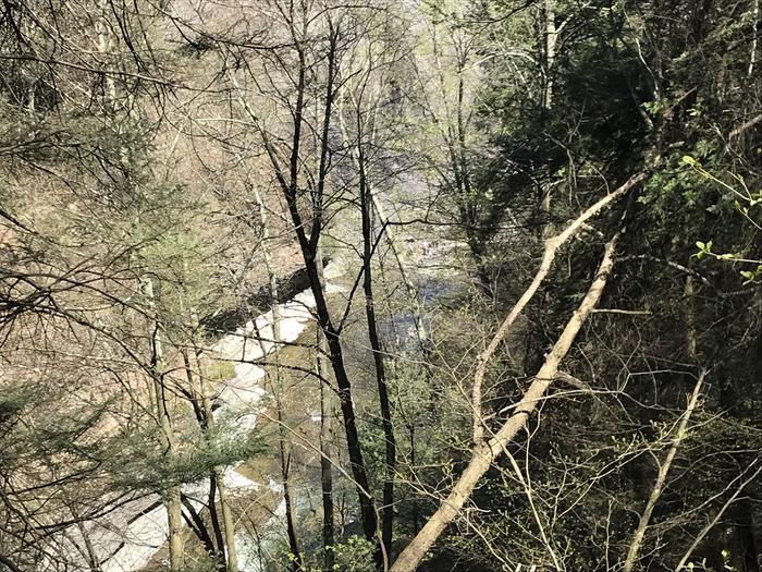 A unique view of the lip of Taughannock Falls from ABOVE the waterfall